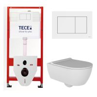 КОМПЛЕКТ TECE + beWash: 9400413 Инсталляция TECE + Melville Унитаз подвесной безободковый со скрытым креплением с гигиеническим покрытием в комплекте с тонким сиденьем микролифт HRKA052N3VP0W5SZ0+VTMU11W5W5HSZ арт-TC413N3VP0 — фото 2, Комплекты унитаз + инсталляция