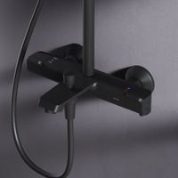 Func, душ. система: см-ль д/ванны/душа с ТМС, душ.штанга, верхн. душ квадр., ручн.душ, черн арт-F078F522 — фото 6, Душевые стойки