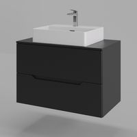 Orange Line тумба с раковиной подвесная 80 см, черный/белый арт-Li-80TubMDF+B04-500W — фото 1, Тумбы с раковиной