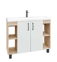 Тумба напольная "ФЛАЙ-100 см" дуб сонома/белая (ум.Фостер-100) 101001 — фото 1, Комоды и тумбы для ванной комнаты