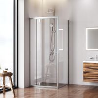 Gem Душевое ограждение квадрат, распашн дверь 90x90, мат хром, стекло прозрачн арт-W90G-404-9090-MT — фото 3, Квадратные душевые уголки