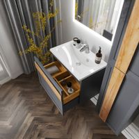 Комплект мебели для ванной Бриклаер БЕРЛИН 70SD, оникс серый — фото 8, Комплекты мебели для ванной