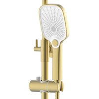 Душевая система Azario Lursy с квадратным тропическим душем, керамический картридж, шланг 150 см, золото матовое арт-AZ-K2349MG — фото 3, Душевые стойки