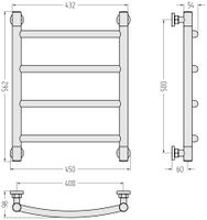 Полотенцесушитель водяной Сунержа Галант+ 500х400 Матовый чёрный арт-31-0200-5040 — фото 2, Водяные полотенцесушители
