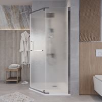 Душевое ограждение Grossman Pragma (100х100х195) трапеция,распашная,хром,стекло шиншилла, 1 место арт-302.K33.03.1010.10.02 — фото 3, Душевые уголки трапеция