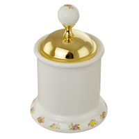 PROVANCE Баночка низкая, H18 см. с крышкой, керамика с декором/золото арт-17686 — фото 1, Органайзеры для ванной