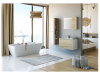 Шкафчик с дверью на петлях с доводчиком может быть установлен слева или справа относительно зеркала. арт-Mai.04.25 — фото 2, Шкафы для ванной