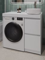 Orange Sistema Тумба напольная под стиральную машину с раковиной, белый арт-STM-100TUW+B09-360W — фото 2, Тумбы с раковиной