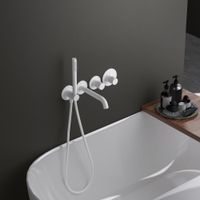 Смеситель встроенный для ванны с душем с термостатотом Timo Saona 2324/16YSM белый матовый — фото 2, Смеситель для душа