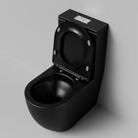 Унитаз напольный Grossman (640х360х835) безободковый,черный матовый с тонкой крышкой,микролифт,смыв торнадо,2 места арт-GR-4494BMSQ — фото 5, Напольные унитазы