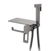 Гигиенический душ со смесителем встраиваемый с полкой и бумагодержателем Raglo , графит арт-R51.55.09 — фото 1, Гигиенические души