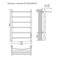 Товар: Полотенцесушитель электрический AZARIO VERONA 500/800 5 секций, с полкой, диммер справа, хром арт-AZ04858P - фото 5 Полотенцесушитель электрический AZARIO VERONA 500/800 5 секций, с полкой, диммер справа, хром арт-AZ04858P — фото 5, Электрические полотенцесушители