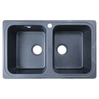 Кухонная мойка AZARIO Alba 780x490x190 двойная, искусственный мрамор, сифон в комплекте, цвет черный арт-CS00105217 — фото 4, Кухонные мойки