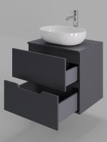 Orange Line Li-60TugMDF+B05-480W тумба с раковиной подвесная 60 см, графит/белый Li-60TugMDF+B05-480W — фото 3, Тумбы с раковиной