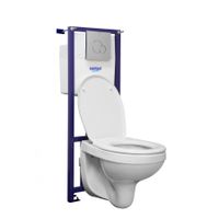 Пэк Альфа комфорт (подвес. унитаз с сиденьем полипр. SC, инсталляция, панель хром. глянец) SANTERI 138164S0000B0 — фото 1, Инсталляции