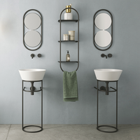 Металлическая структура SIMAS WAVE напольная цвет черный матовый WASA01 — фото 2, Консоли для раковины