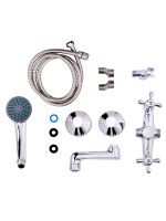 OneLife смеситель для ванны двухвентильный полимерный c душевым набором, хром арт-P03-231cr — фото 7, Смеситель для ванны