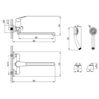 Смеситель для ванны Azario длинный излив, керамический картридж, хром арт-AZ-HU245909 — фото 1, Смеситель для ванны