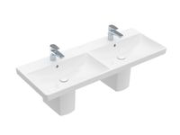 Раковина, Villeroy&Boch, Avento, двойная, ширина, мм-1200, глубина, мм-470, тип установки-на тумбу, отверстия для смесителя-1 на каждую раковину, перелив-есть, материал-санфарфор, цвет-альпийский белый арт-4A23CK01 — фото 1, Раковины накладные