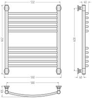 Полотенцесушитель водяной Сунержа Богема+ выгнутая 600х500 Золотой шёлк арт-32-0221-6050 — фото 2, Водяные полотенцесушители