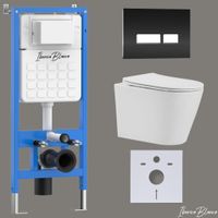 Комплект 3в1 IBERICA BLANCA инсталляция SILENCIO, унитаз BURGOS ALTO белый, кнопка смыва CRYSTAL-R черный глянцевый (IB001.BRA.234.2211) — фото 1, Комплекты унитаз + инсталляция