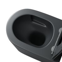 Унитаз подвесной Grossman (520х360х365) безободковый,смыв торнадо,серый матовый с тонкой крышкой,микролифт,1 место арт-GR-4499GMSQ — фото 3, Подвесные унитазы