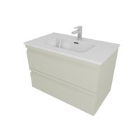 AQ77080-GS Комплект мебели: Тумба 80см ВЕГА с раковиной AQ0480-00, 2 ящика, цвет шалфей зеленый — фото 1, Тумбы с раковиной