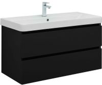 Тумба с раковиной Aquanet Вега 2.0 100 2 ящ. цв.черный (раковина Flat) 00344765 — фото 2, Тумбы с раковиной