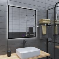 Зеркало PRAGMA-норма BLACK (800*800*45) LED с сенсорным выключателем и подогревом арт-1880802 — фото 2, Зеркала в ванную комнату