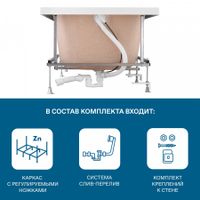 Монтажный комплект для ванны ЛАММА 150х70 см. (рама, слив-перелив с сифоном, крепеж к стене, крепеж 1WH501748 — фото 3, Ванны и комплектующие