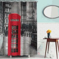 шторка д/в тканевая 180х180см "Лондонский телефон" MZ-65 — фото 1, Шторки на ванну