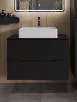 Orange Line тумба с раковиной подвесная 80 см, черный/белый арт-Li-80TubMDF+B04-500W — фото 3, Тумбы с раковиной