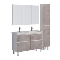 Тумба Lemark COMBI 125 см под 2 раковины, подвесная/напольная,4 ящика, цвет фасада: Бетон, цвет корп арт-LM03C125T-Beton — фото 5, Тумбы под раковину