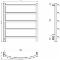 Товар: Полотенцесушитель электрический Сунержа Галант 4.0 600х500 МЭМ левый Сатин арт-071-0830-6050 - фото 3 Полотенцесушитель электрический Сунержа Галант 4.0 600х500 МЭМ левый Сатин арт-071-0830-6050 — фото 3, Электрические полотенцесушители