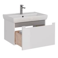 Тумба Lemark BUNO MINI 70 см под 1 раковину, подвесная, 1 ящик, цвет планки: Серый, цвет корпуса, фа арт-LM05BM70T — фото 1, Тумбы под раковину