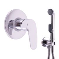 Смеситель Amur для биде с душевой лейкой с нажимным механизмом пласт., AM742 — фото 1, Смесители для биде