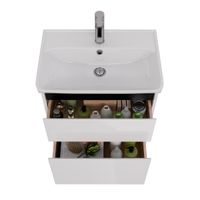 Тумба Lemark COMBI 60 см под 1 раковину, подвесная/напольная, 2 ящика, цвет планки: Чёрный, цвет кор арт-LM03C60T-black — фото 2, Тумбы под раковину