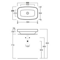Раковина SIMAS BADEN BADEN накладная без отверстий цвет белый арт-BB11 — фото 2, Раковины накладные