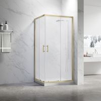 Душевой угол Veconi Rovigo RV-27G, 1100x900x1900, золото брашинг, прозрачное стекло RV27G-11090-01-C8 — фото 1, Душевые уголки