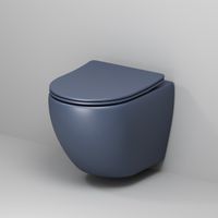 Унитаз подвесной Grossman Color (485х360х375) безободковый,синий матовый с тонкой крышкой,микролифт,1 место арт-GR-4455BLMS — фото 1, Подвесные унитазы