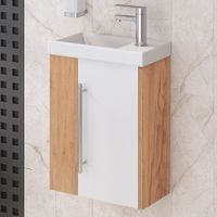 Тумба подвесная с умывальником MELBOURNE 40 /правая/дуб/белый/ AQUA DE MARCO 5040WCMEL/H/V.2.0 — фото 2, Тумбы с раковиной