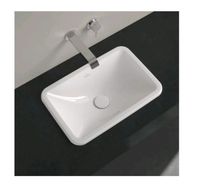 Раковина, Villeroy&Boch, Loop&Friends, ширина, мм-600, глубина, мм-405, высота, мм-185, тип установки-встраиваемый, отверстия для смесителя-отсутствуют, с переливом, материал-TitanCeram, цвет-альпийский белый (белый Alpin) арт-4A650001 — фото 1, Раковины накладные