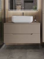 Orange Line Li-100TuLMDF+B03-600W тумба с раковиной подвесная 100 см, латте/белый Li-100TuLMDF+B03-600W — фото 3, Тумбы с раковиной