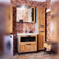 Комплект мебели для ванной Бриклаер ЛОФТ 80L, метрополитен грей — фото 1, Комплекты мебели для ванной