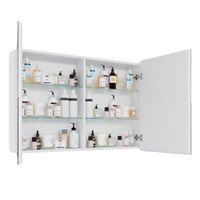 Шкаф зеркальный Lemark ELEMENT 120х80 см 2-х дверный, с подсветкой, с розеткой, цвет корпуса: Белый арт-LM120ZS-E — фото 3, Зеркальные шкафы в ванную