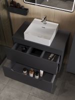 Orange Line Li-80TugMDF+B04-405W тумба с раковиной подвесная 80 см, графит/белый Li-80TugMDF+B04-405W — фото 4, Тумбы с раковиной