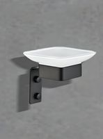 Мыльница CR-D01-04MB стеклянная с держателем из нержавеющей стали BOCH MANN, цвет черный BM10662 — фото 1, Мыльницы