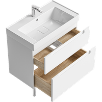 Напольная тумба с двумя ящиками 81 см, цвет белый с умывальником арт-VAN01082N — фото 2, Тумбы с раковиной