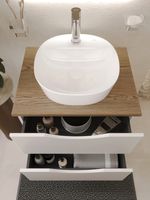 BOND Cube Тумба подвесная белая со столешницей под дерево без раковины арт-T99605 — фото 14, Тумбы под раковину