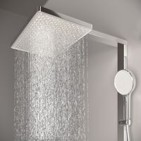 Душевая стойка SANCOS Vos с термостатическим смесителем, изливом, полкой, шлангом 1,5 м, верхним и ручным душем, цвет хром, арт. арт-SC6100CH — фото 9, Душевые стойки